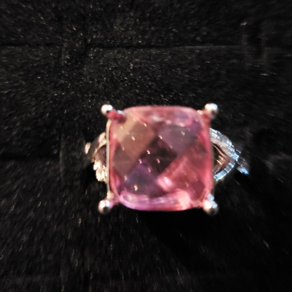 Sterling Silver Lab Created pink Sapphire Ring - Picture 3 of 5